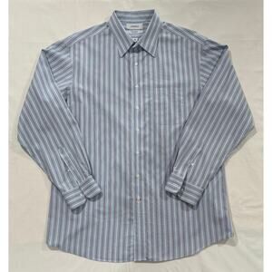 Daniel Cremieux Men's Dress Shirt 100's Dobby Blue Stripe Size 17 | 35 (010)